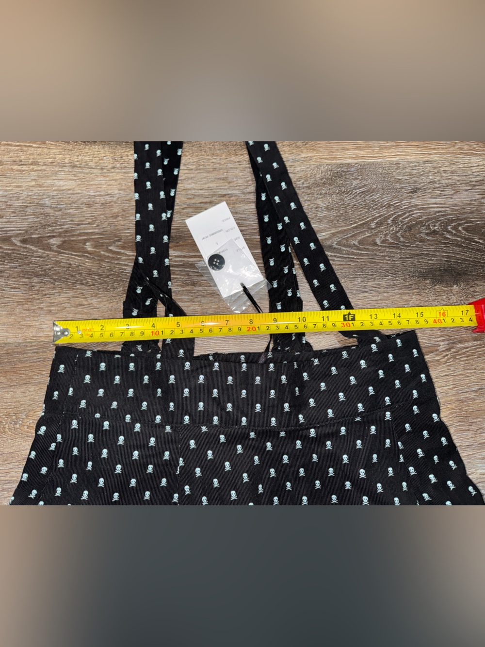 NWT🖤Unique Vintage 60s Black Crossbones Print Suspender Ruth Flare Skirt Large - Picture 11 of 15